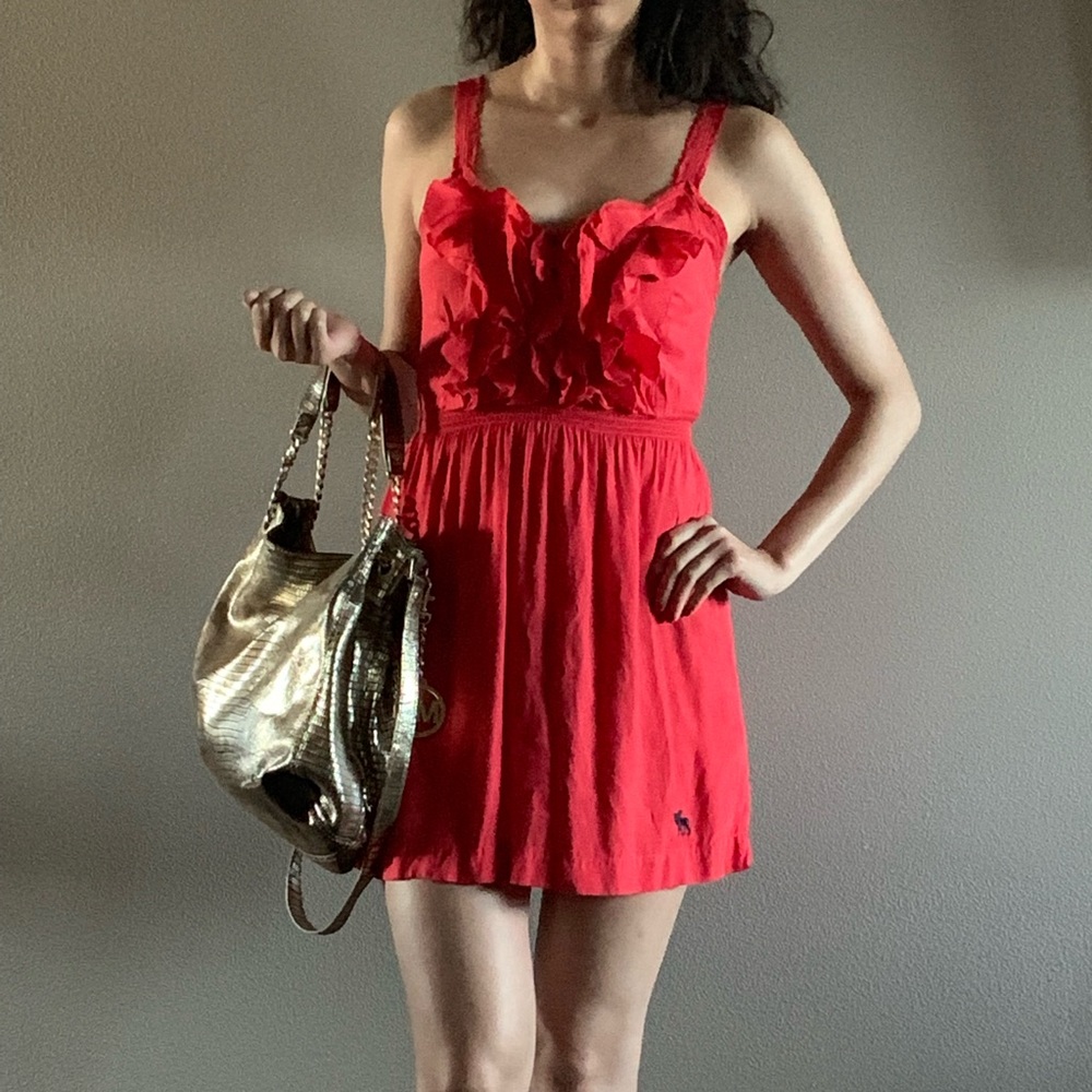 Abercrombie & Fitch Coral Ruffle Dress